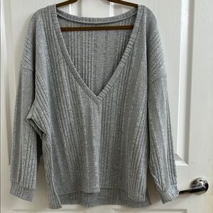 Cozy Gray V-Neck Sweater
